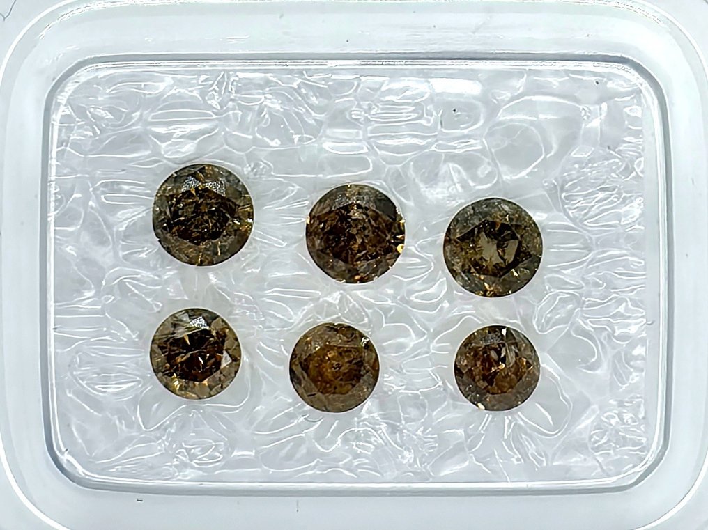 6 pcs Diamant  (Natürlich)  - 1.04 ct - Rund - I1, I3 - Antwerp Laboratory for Gemstone Testing (ALGT) #3.2