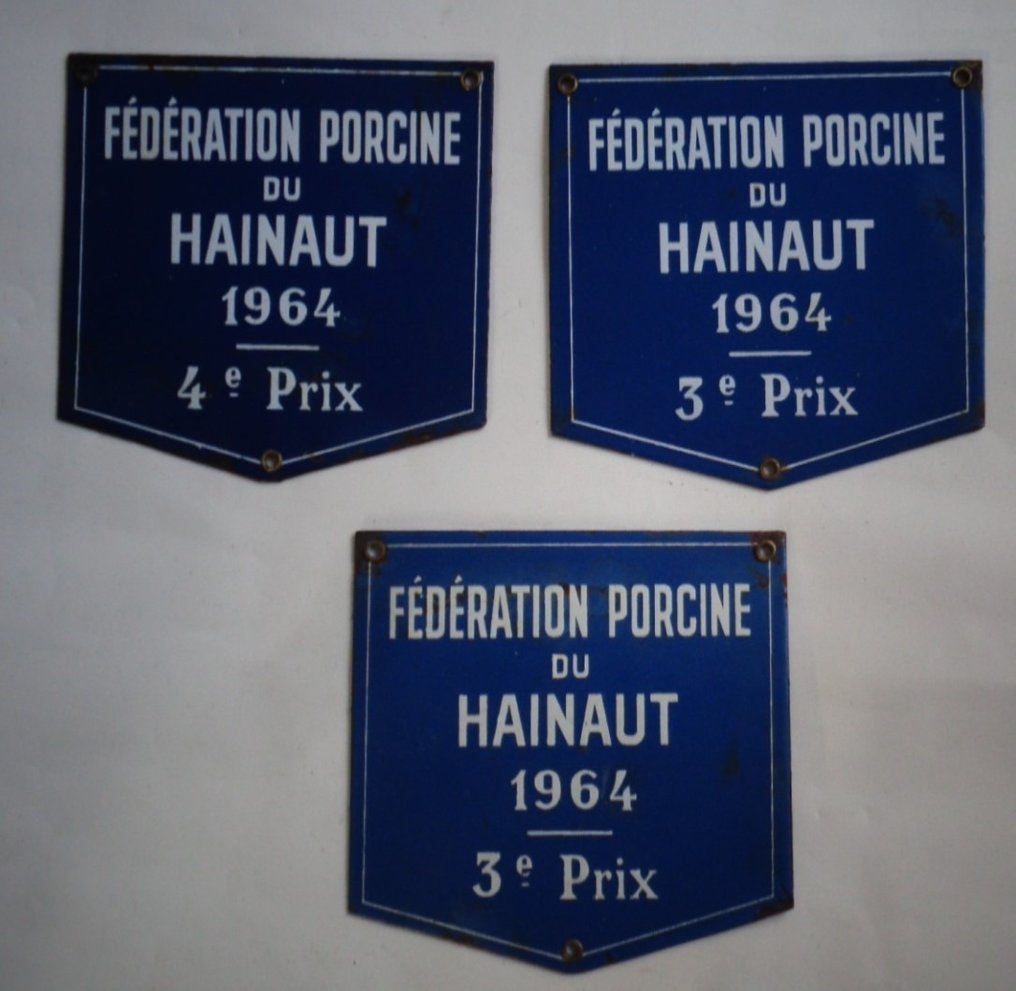 Federation Porcine du Hainaut - Placa esmaltada (3) - Esmalte #1.1