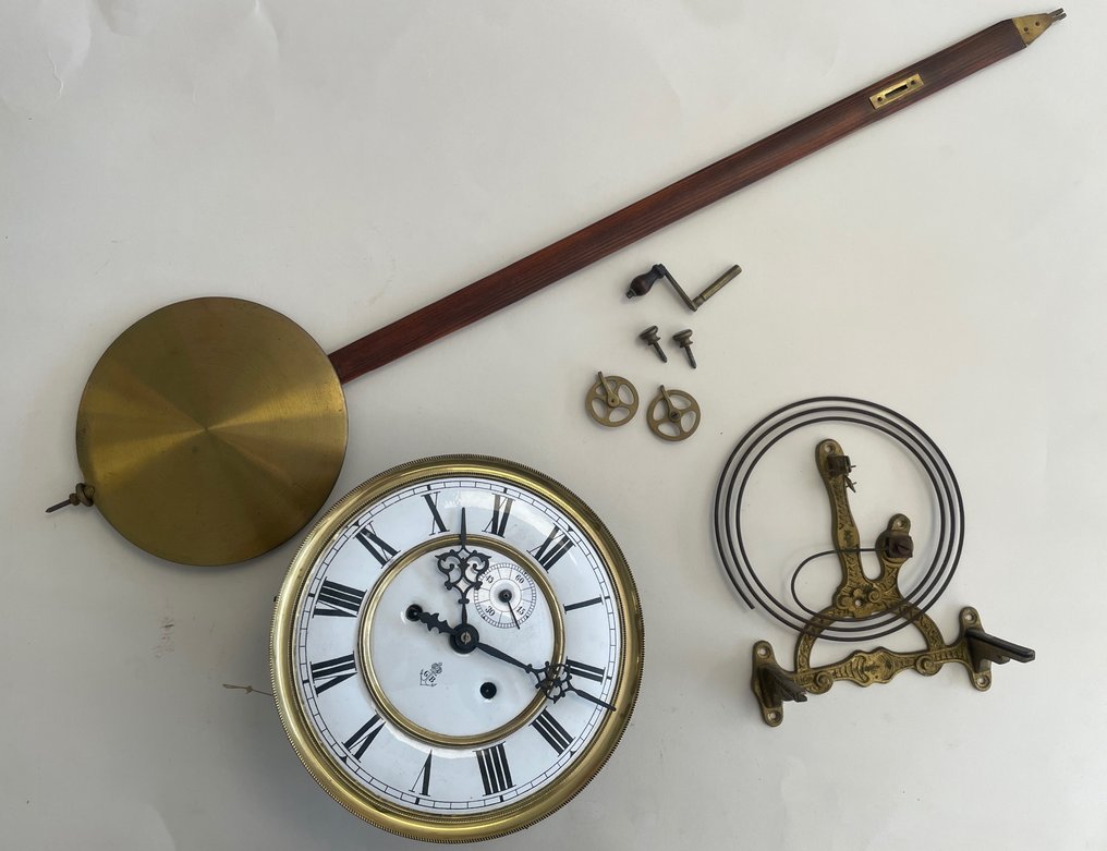 Reloj regulador Viena - Gustav Becker -  Antiguo Cobre, Esmalte, Madera - 1850 - 1900 - Uurwerk con accesorios #1.1