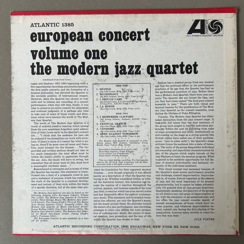 The Modern Jazz Quartet - Volume One / Volume Two European Concert (Both 1st mono!) - Multiple titles - Single Vinyl Record - 1961 #2.2