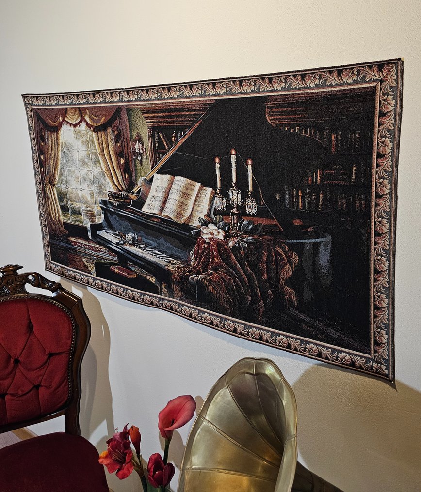 Vev med Antikk Piano i jacquard - 60x140cm - Klassisk luksusdesign - Billedteppe  - 60 cm - 140 cm #4.3