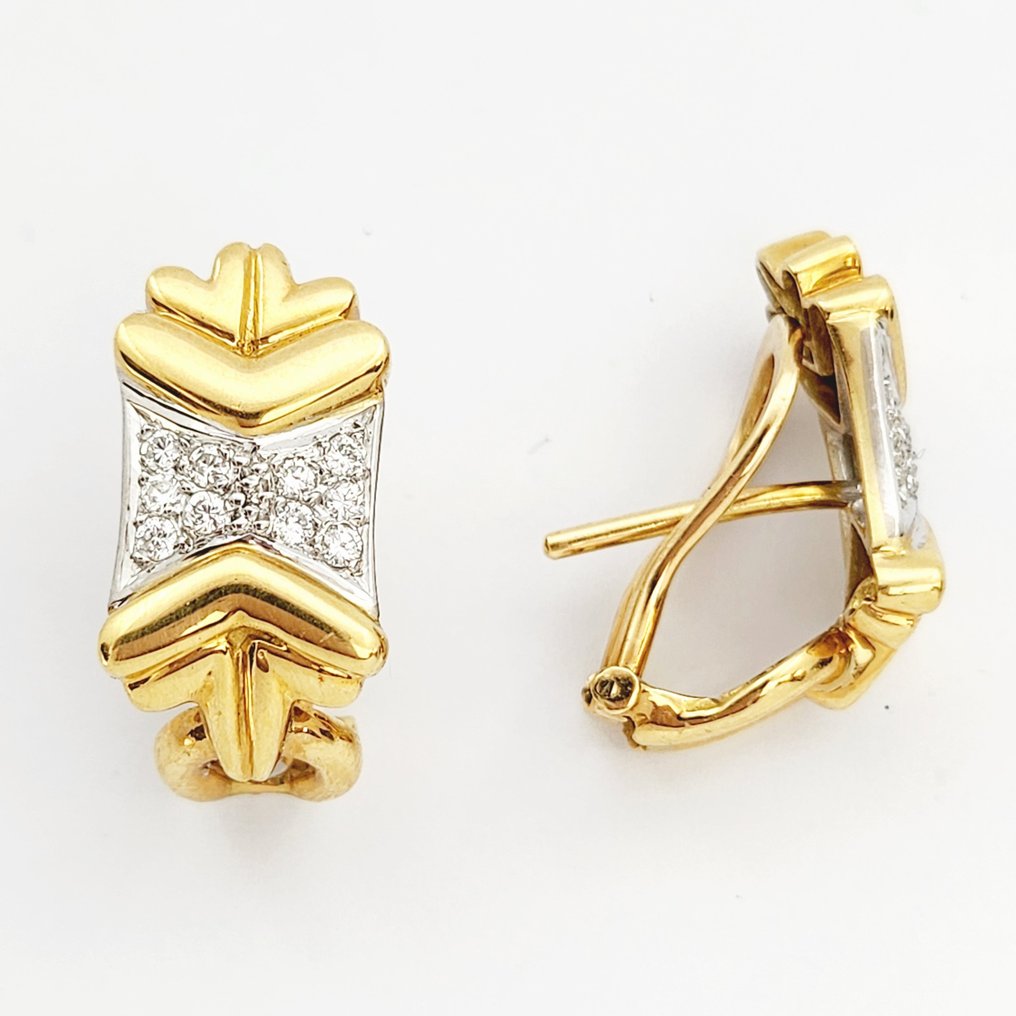 Σκουλαρίκια - 18 καράτια Κίτρινο χρυσό - 0.20ct. tw. Διαμάντι (Φυσικό) #1.0