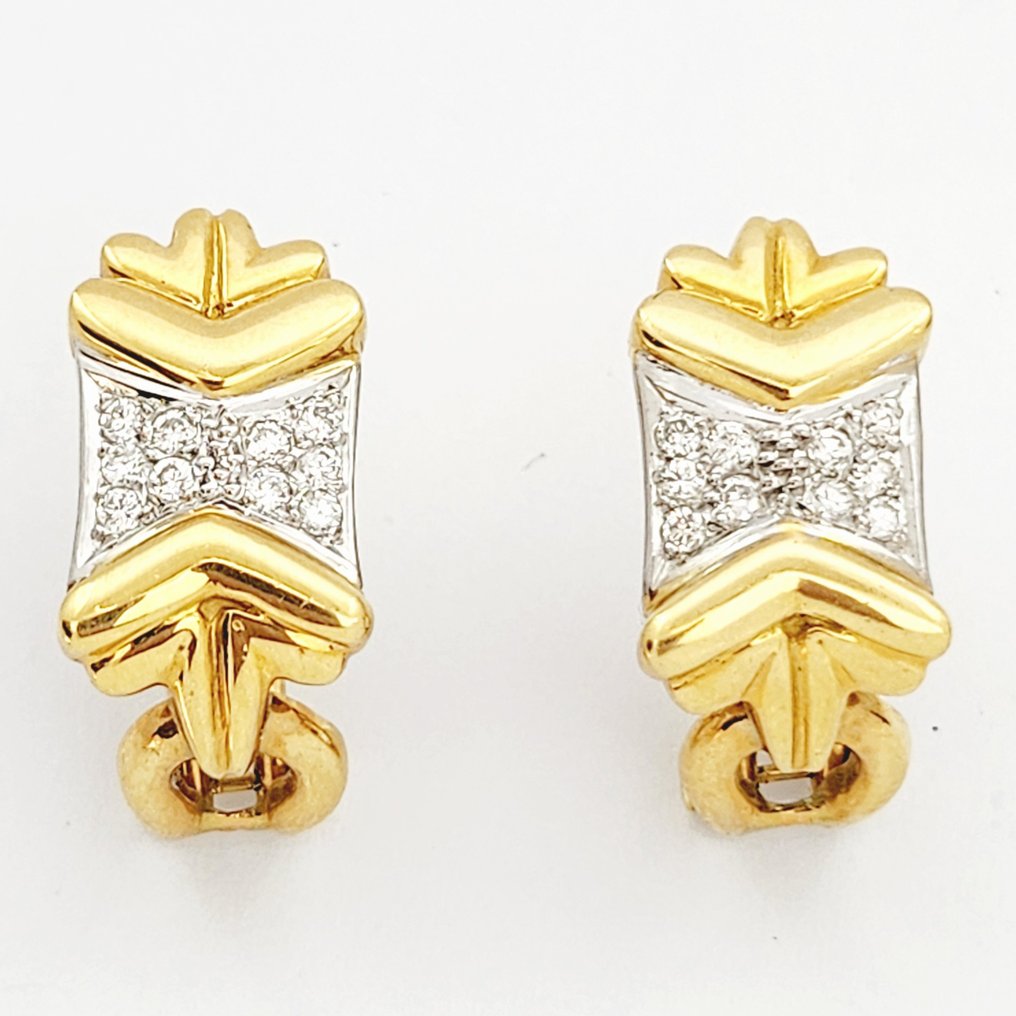 Σκουλαρίκια - 18 καράτια Κίτρινο χρυσό - 0.20ct. tw. Διαμάντι (Φυσικό) #1.0