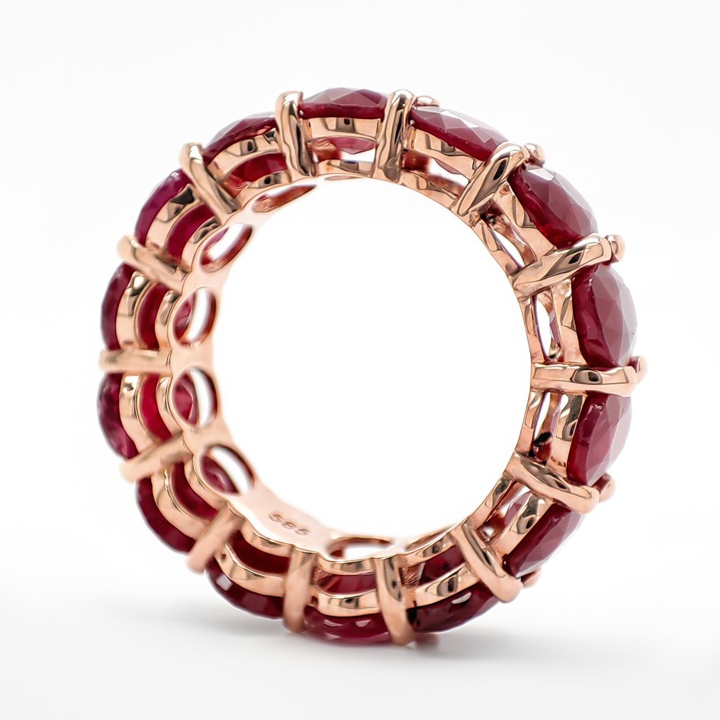 戒指 - 14K包金 玫瑰金 - 14.83ct. tw. 红宝石 #1.0