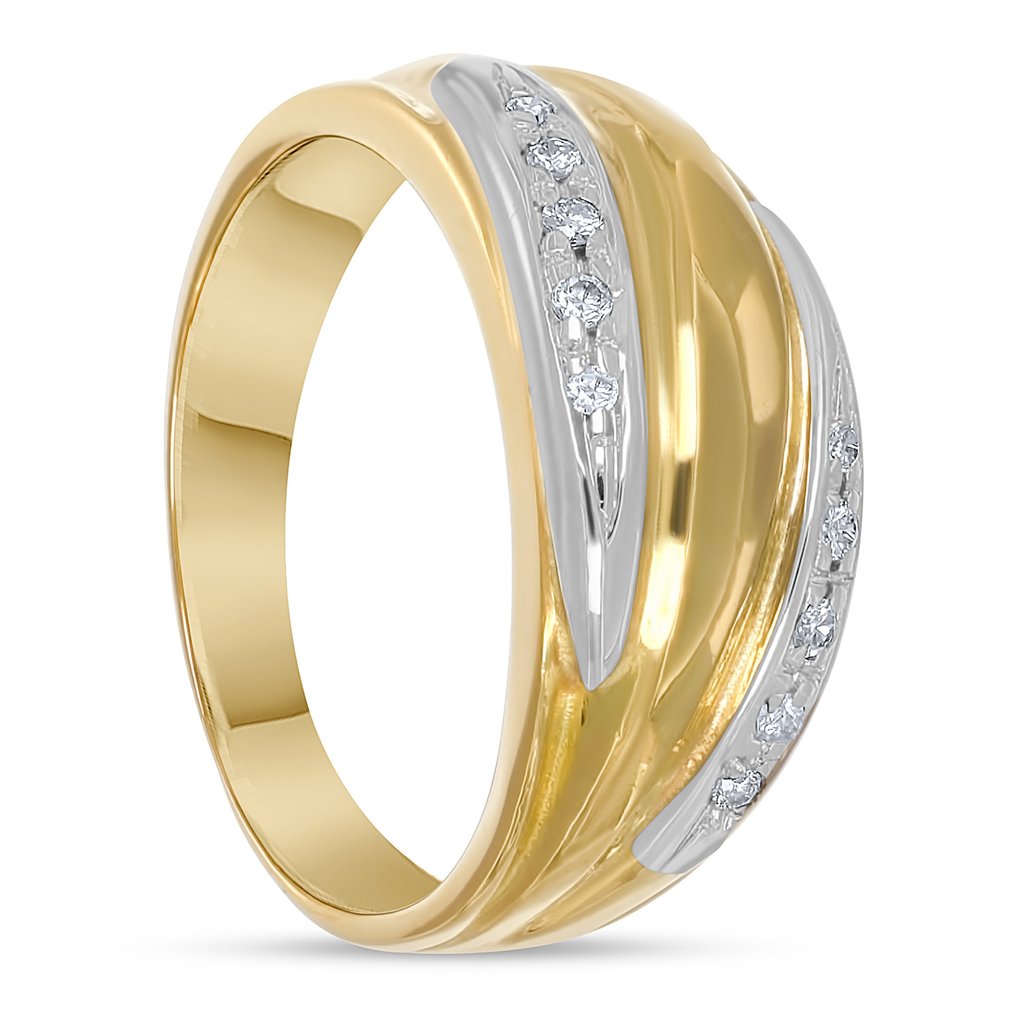 戒指 - 18 克拉 白金, 黃金 -  0.10ct. tw. 鉆石 (天然)  #1.0