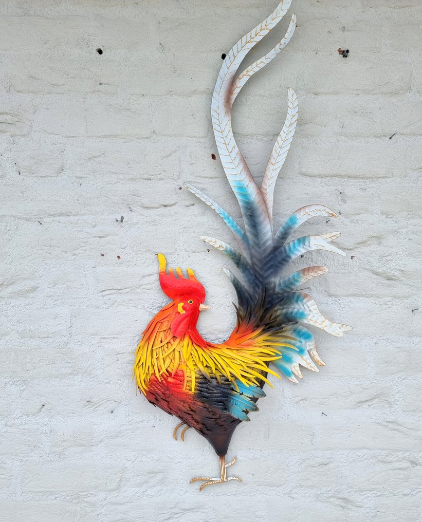 Skulptur, Metal rooster wall decor - 103 cm - Metal #1.0