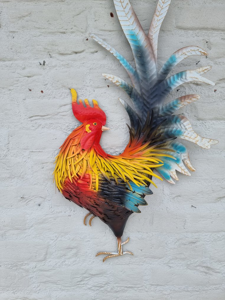 Skulptur, Metal rooster wall decor - 103 cm - Metal #4.3