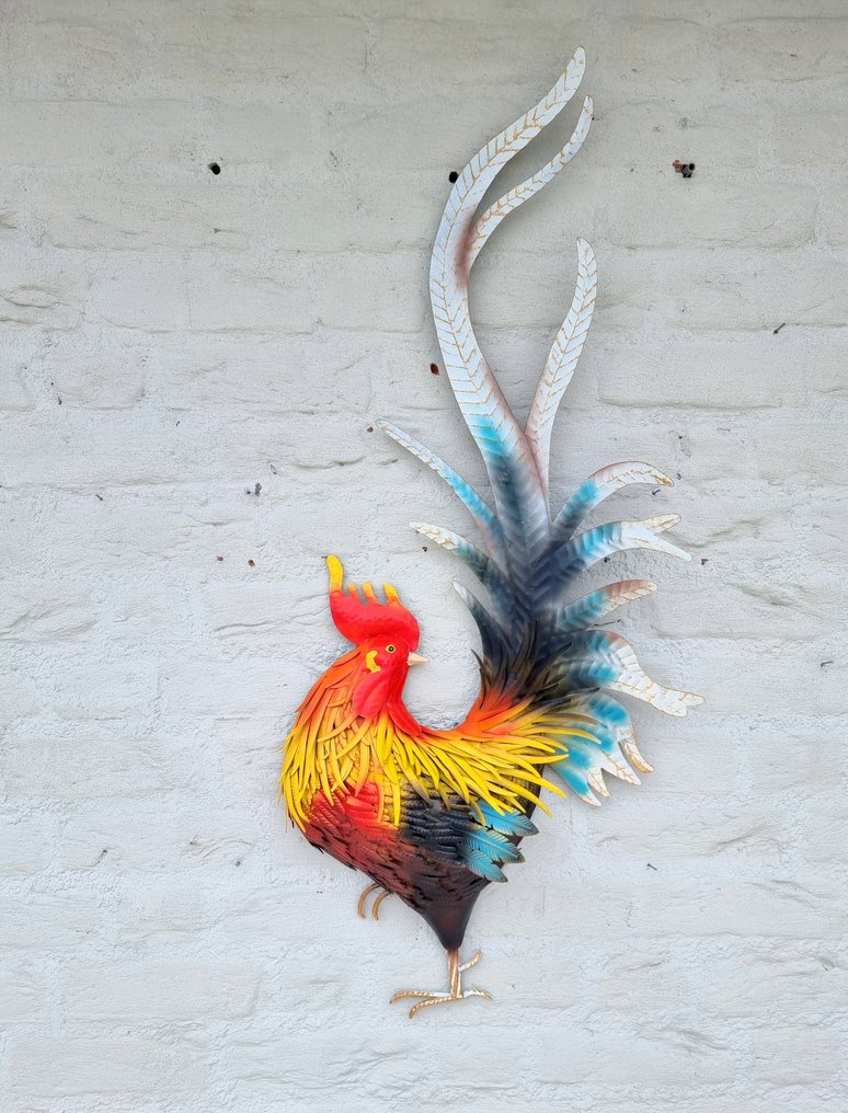 Skulptur, Metal rooster wall decor - 103 cm - Metal #2.1