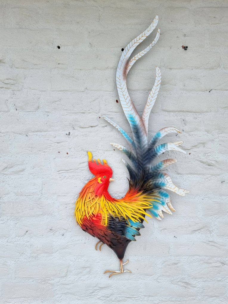 Skulptur, Metal rooster wall decor - 103 cm - Metal #3.2