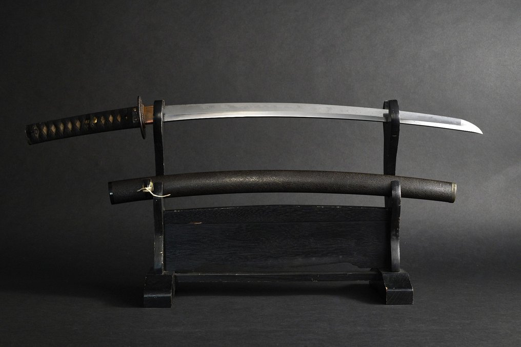 Spada - Unsigned Wakizashi in Black Scabbard with Mounting - Giappone - Periodo Edo (1600-1868) #2.1