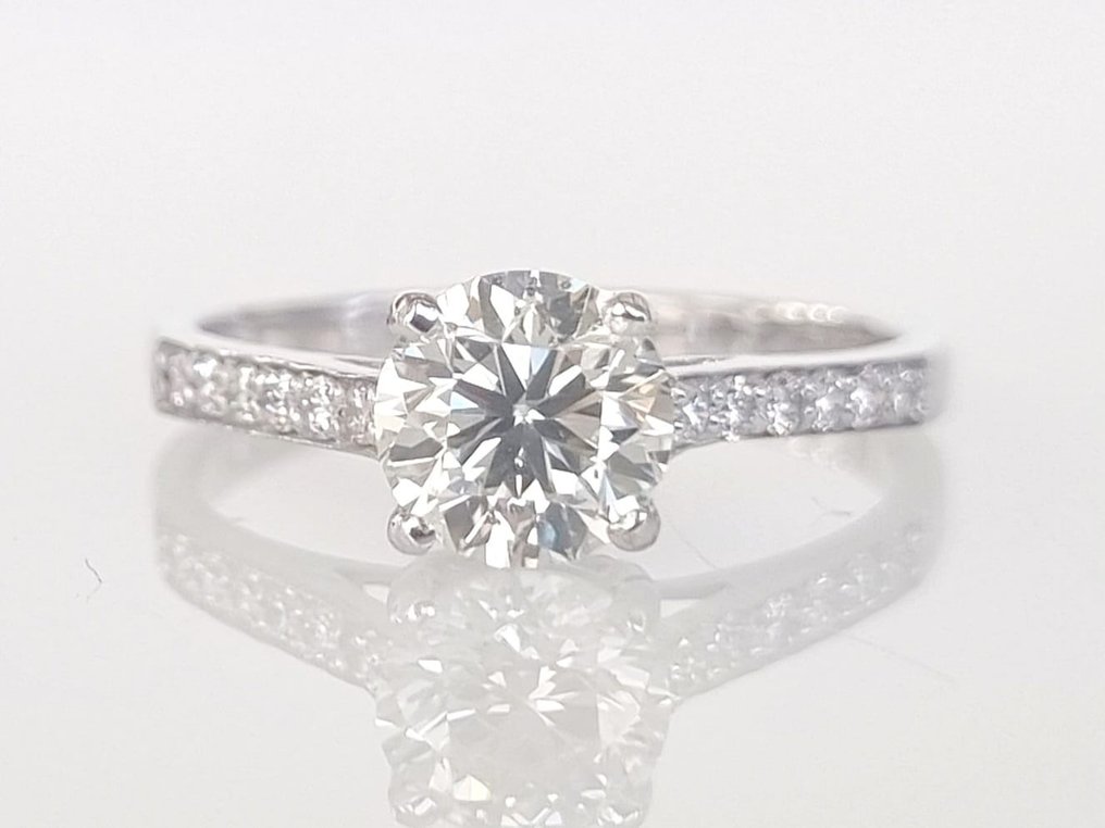 訂婚戒指 - 14 克拉 白金 - 1.17ct. tw. 鉆石 (天然) #1.0