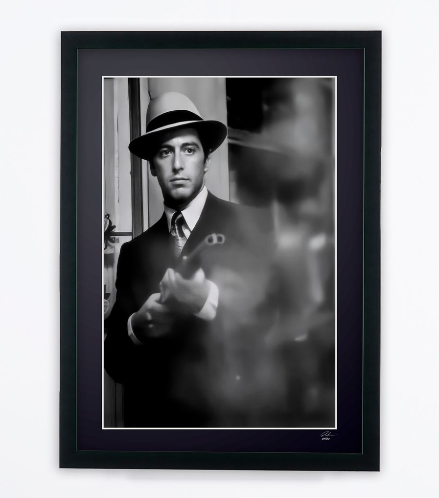 The Godfather - Al Pacino as "Michael Corleone" - Fine Art Photography - Luxury Wooden Framed 70X50 cm - Limited Edition Nr 02 of 30 - Serial ID 17204 - Original Certificate (COA), Hologram - 100% New. Shipping Reduction from 3 items #3.2