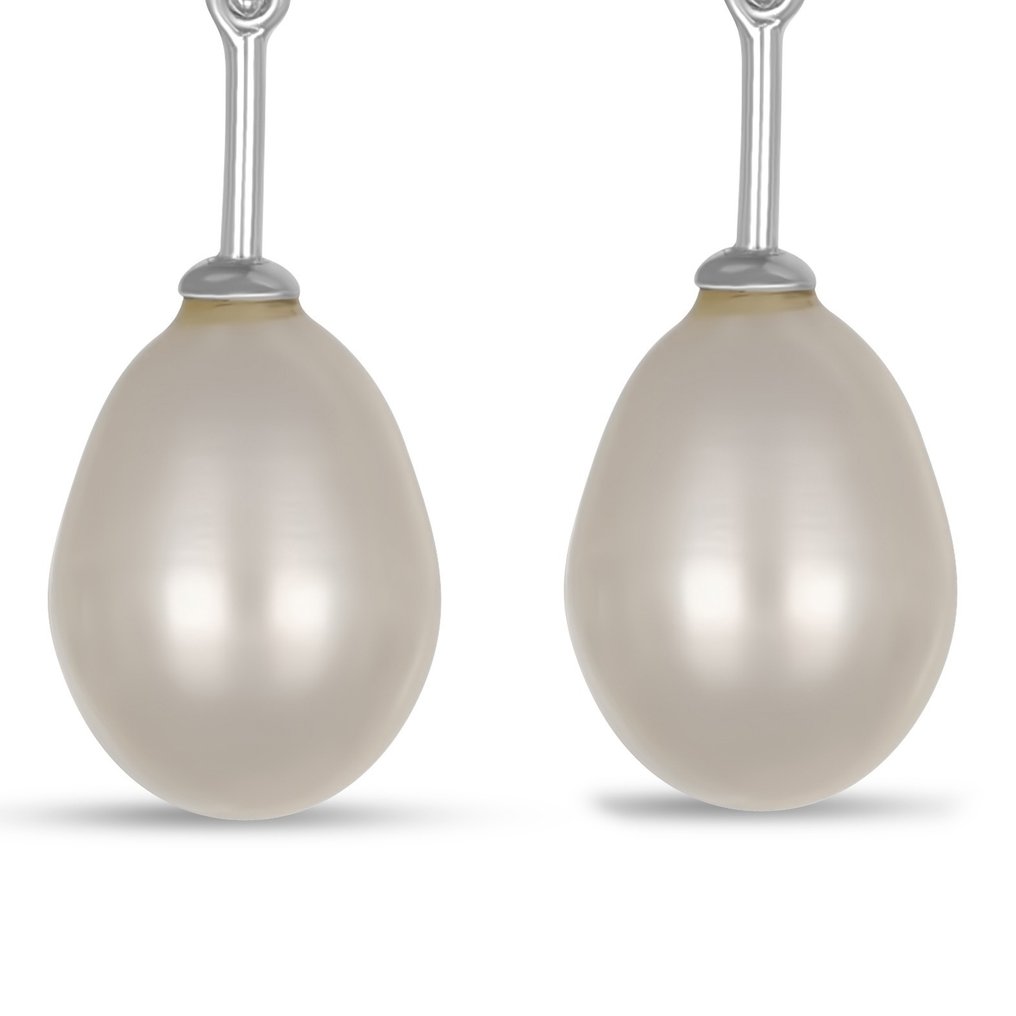 Drop fülbevaló - 18 kt. Fehér arany -  0.24ct. tw. Gyémánt (Természetes)  - Gyöngy #3.2