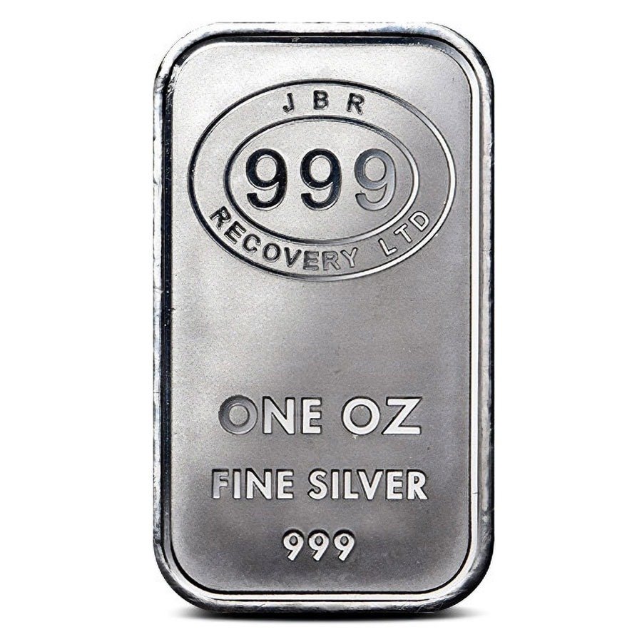 1 Troy Ounce - Prata .999 - 1 oz JBR Recovery 999 Fine Silver Bar (Sem preço de reserva) #2.1
