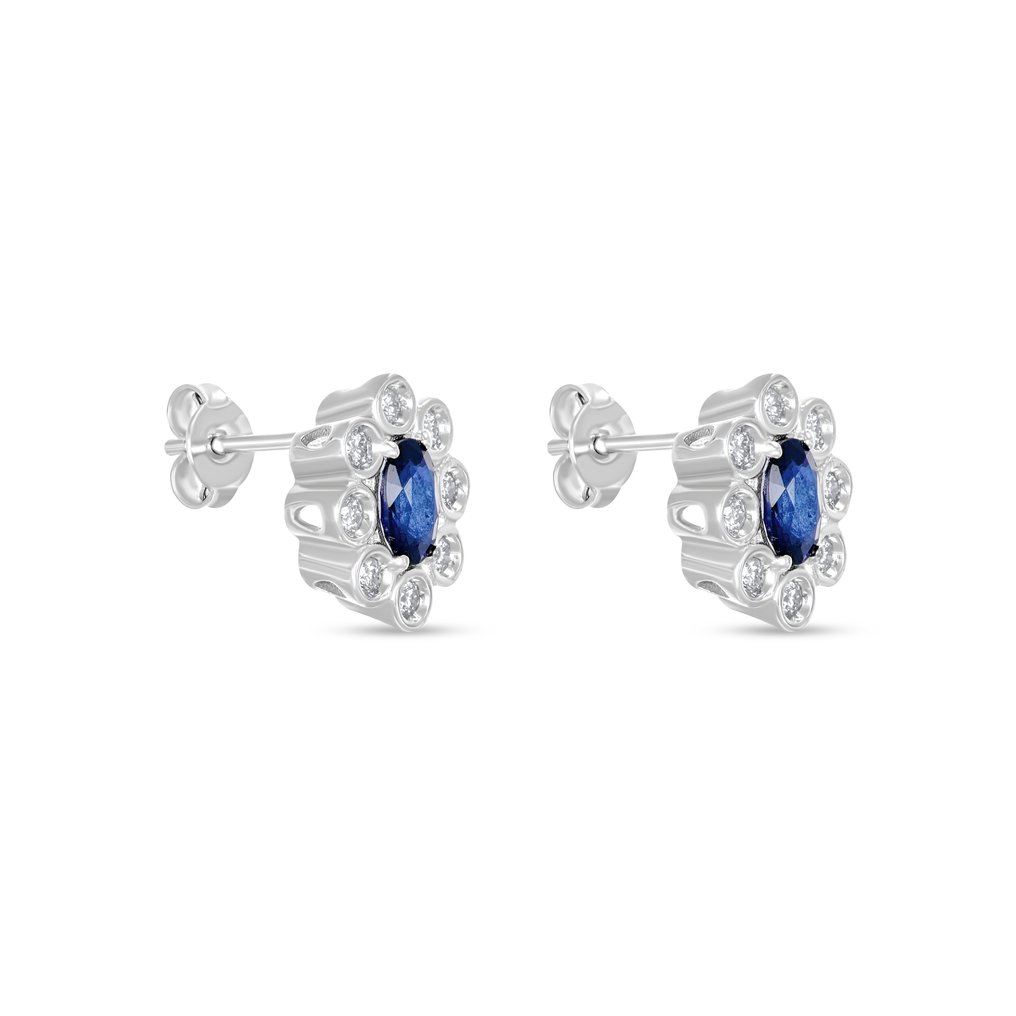 Boucles d'oreilles - 18 carats Or blanc -  1.52ct. tw. Saphir - Diamant #4.3