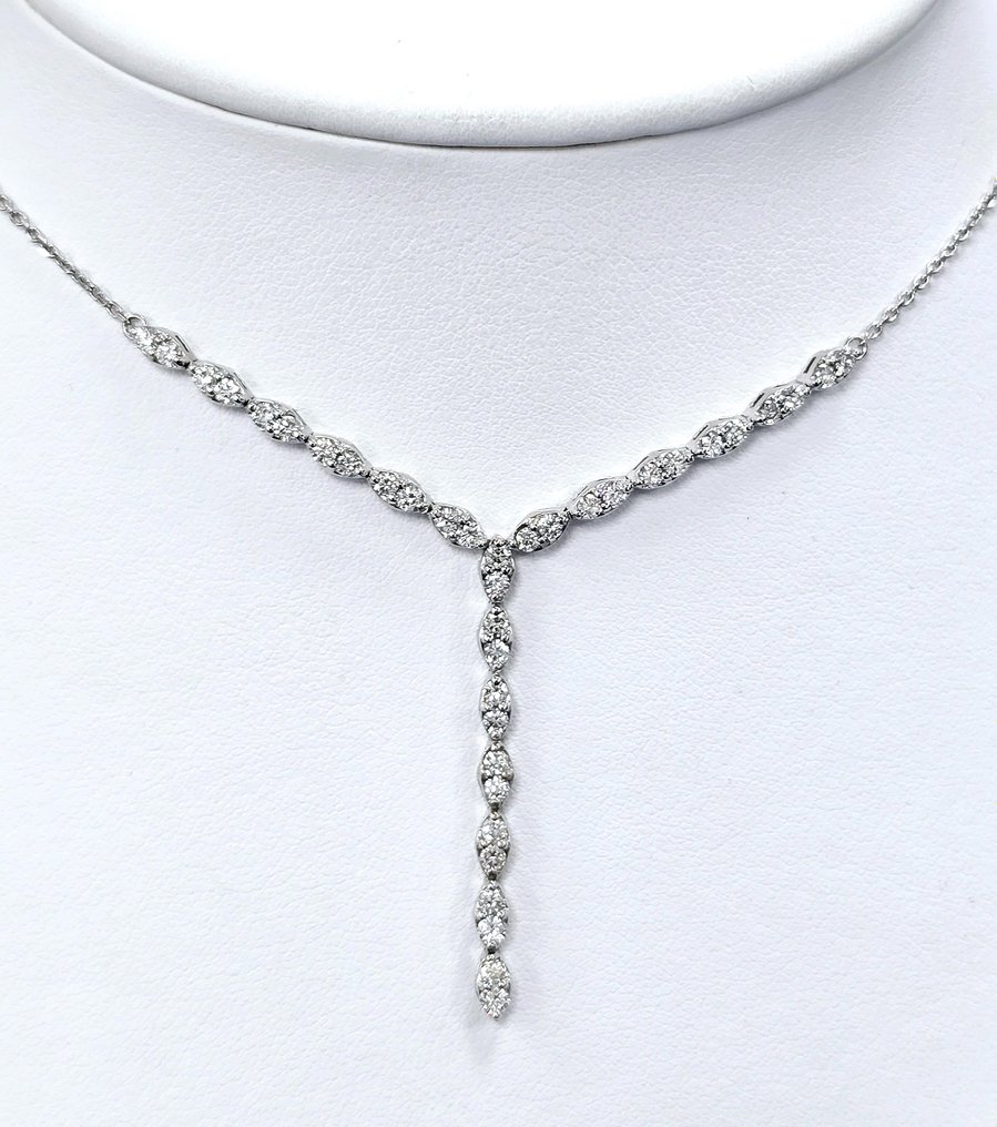 Necklace - 14 kt. White gold -  1.52ct. tw. Diamond (Natural) #1.2