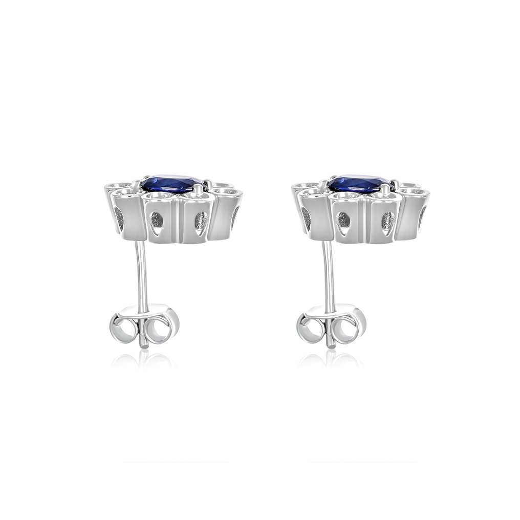 Boucles d'oreilles - 18 carats Or blanc -  1.52ct. tw. Saphir - Diamant #2.1