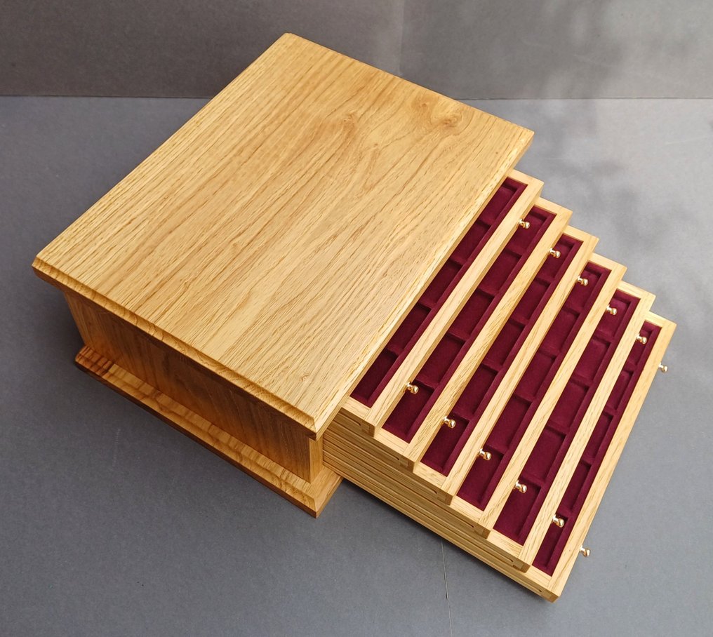 αξεσουάρ. Monetiere in rovere massello 6 cassetti #3.2