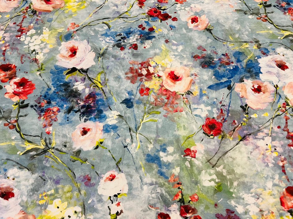 棉质花卉杰作：独特面料，获得Oeko Tex认证 - 室内装潢面料  - 300 cm - 280 cm #2.1