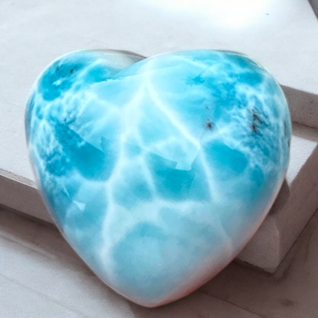 Cuore di Larimar Larimar Intagliato - Altezza: 24 mm - Larghezza: 22 mm- 9 g #1.0