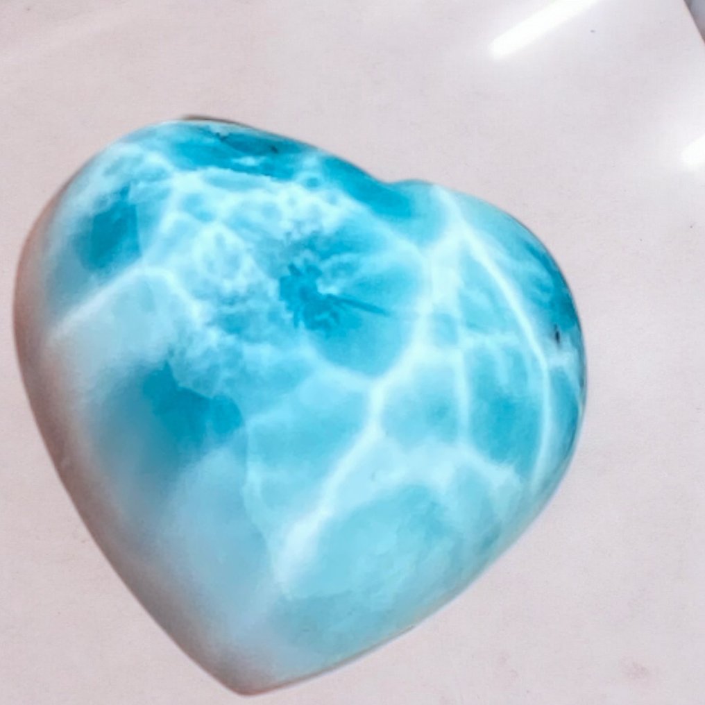 Cuore di Larimar Larimar Intagliato - Altezza: 24 mm - Larghezza: 22 mm- 9 g #3.2