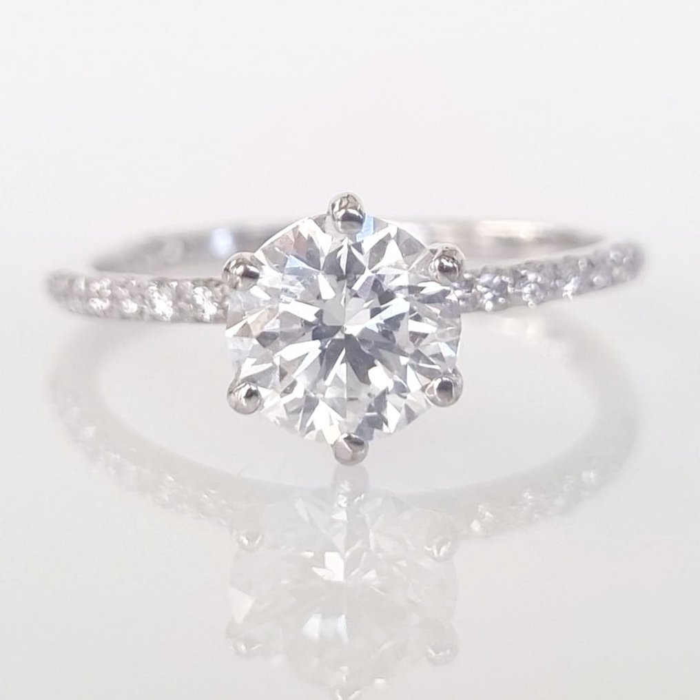 Verlovingsring - 14 karaat Witgoud - 1.26ct. tw. Diamant (Natuurlijk) #1.0