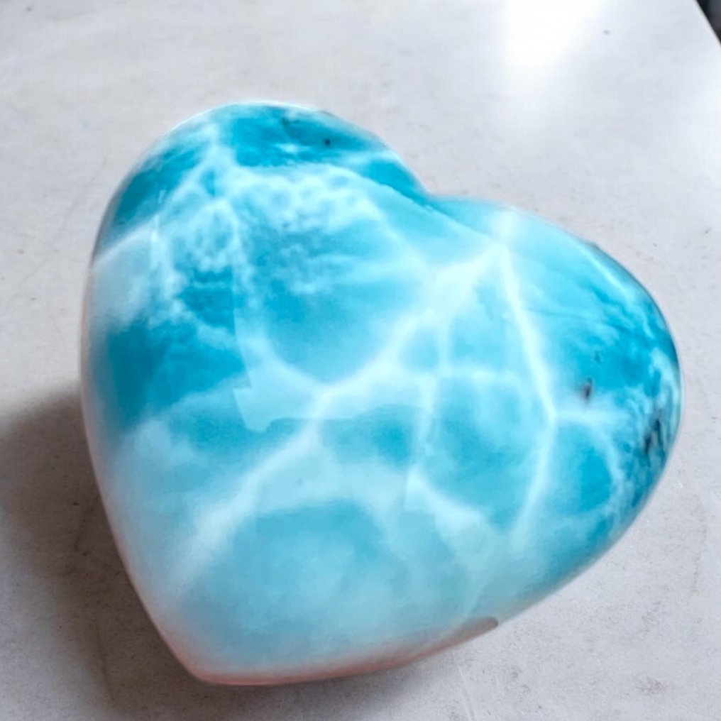 Cuore di Larimar Larimar Intagliato - Altezza: 24 mm - Larghezza: 22 mm- 9 g #4.3