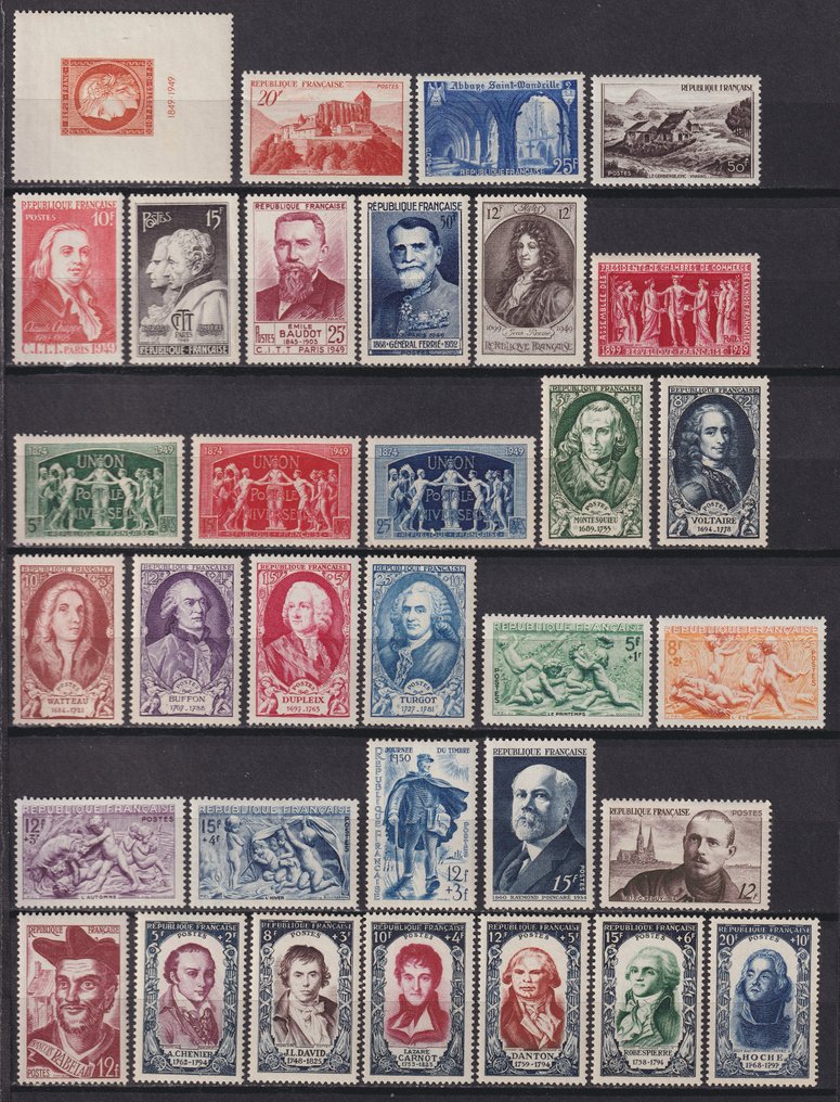 Γαλλία 1945/1959 - Γραμματόσημα 'Moderne' μεταξύ αρ. 669 και αρ. 1229, καινούρια** και καινούρια*. Ωραία ποιότητα. - Yvert #4.3