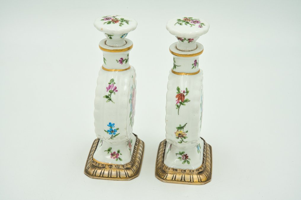 Perfume flask - .833 silver - Pair of bottle perfum. #1.0