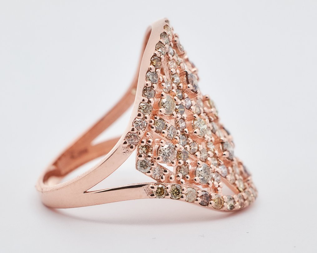 戒指 - 14 克拉 玫瑰金 -  1.99ct. tw. 鉆石 (天然彩色) #4.3