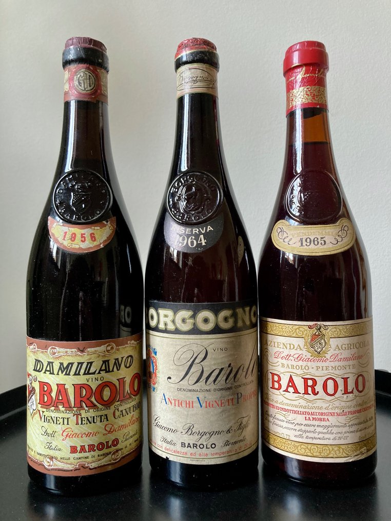 1956, 1965 Damilano & 1964 Ris. G. Borgogno - Barolo - 3 Palackok (0,72 L) #1.2