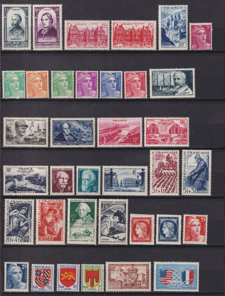 Γαλλία 1945/1959 - Γραμματόσημα 'Moderne' μεταξύ αρ. 669 και αρ. 1229, καινούρια** και καινούρια*. Ωραία ποιότητα. - Yvert #3.2