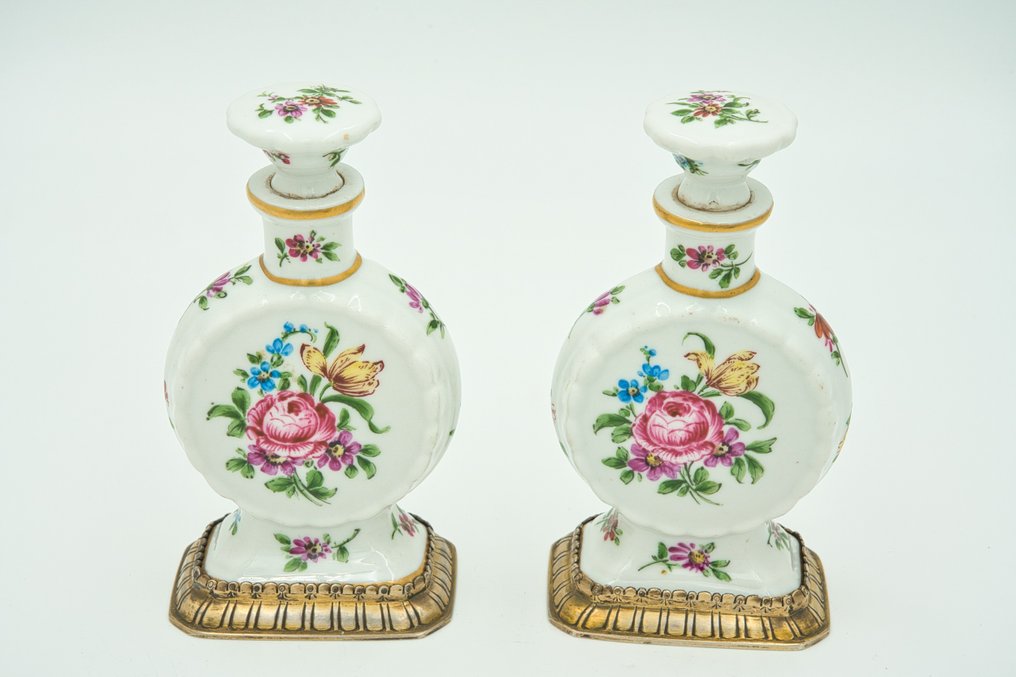 Perfume flask - .833 silver - Pair of bottle perfum. #3.2