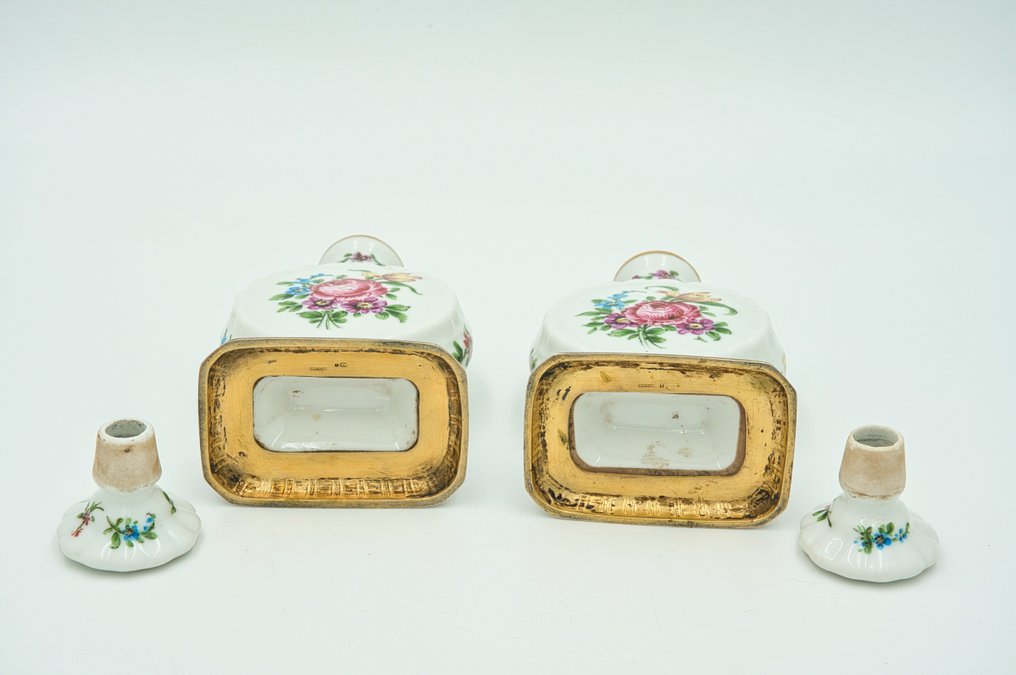 Perfume flask - .833 silver - Pair of bottle perfum. #2.1