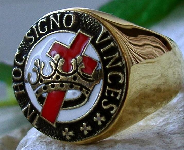 Handgjorda Tempelriddare Latin Cross Crown Christianity - Ring #1.1