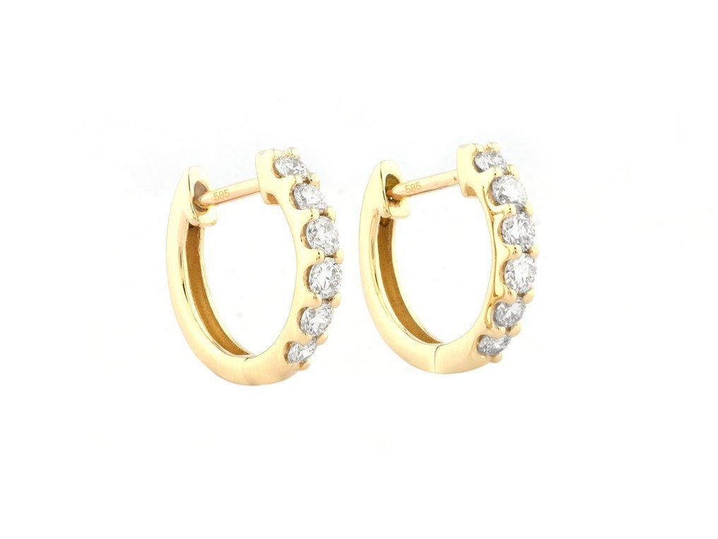 耳环 - 14K包金 黄金 - 0.38ct. tw. 钻石 (天然) #3.2