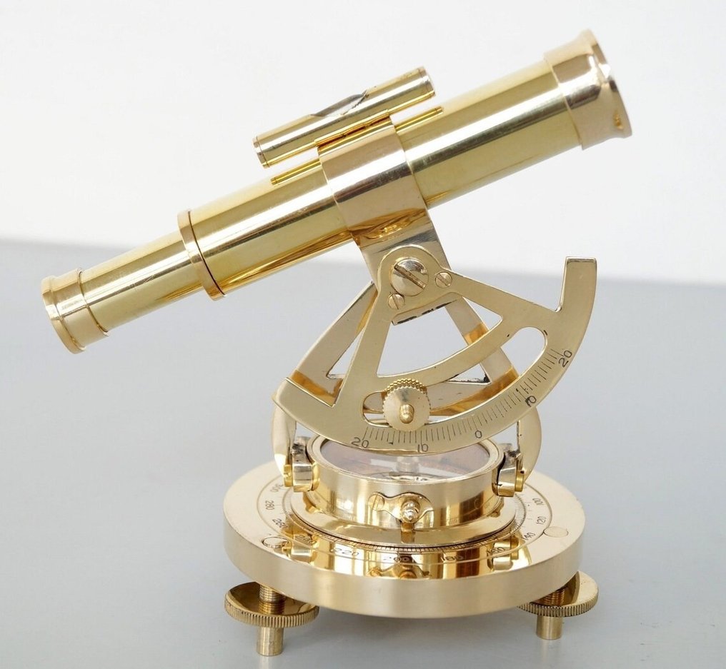 经度仪 - 全实心黄铜经度仪，带指南针 - 近新 - 这个世纪 - 亞洲 #1.0