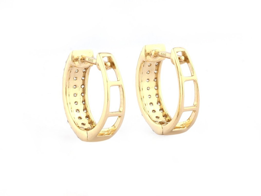 Drop fülbevaló - 14 kt. Sárga arany - 0.43ct. tw. Gyémánt (Természetes) #4.3