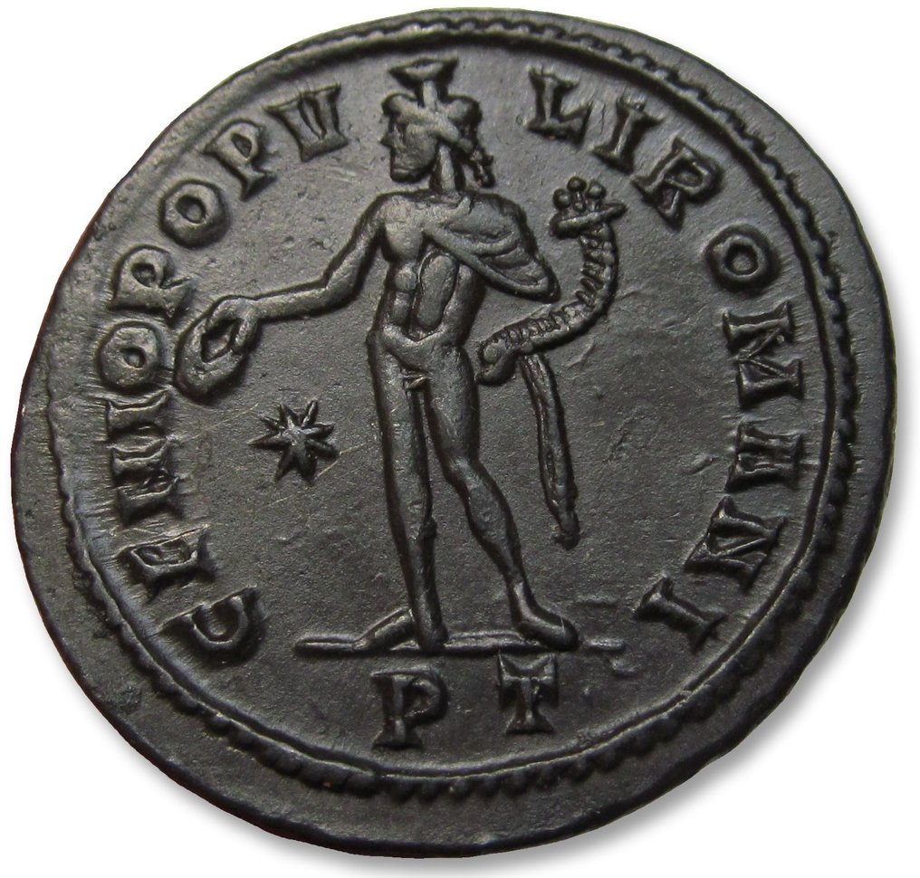 Romeinse Rijk. Maximianus (286-305 n.Chr.). Follis Ticinum (Pavia) 296-297 A.D. - mintmark PT, star in field - large 29mm coin #1.2