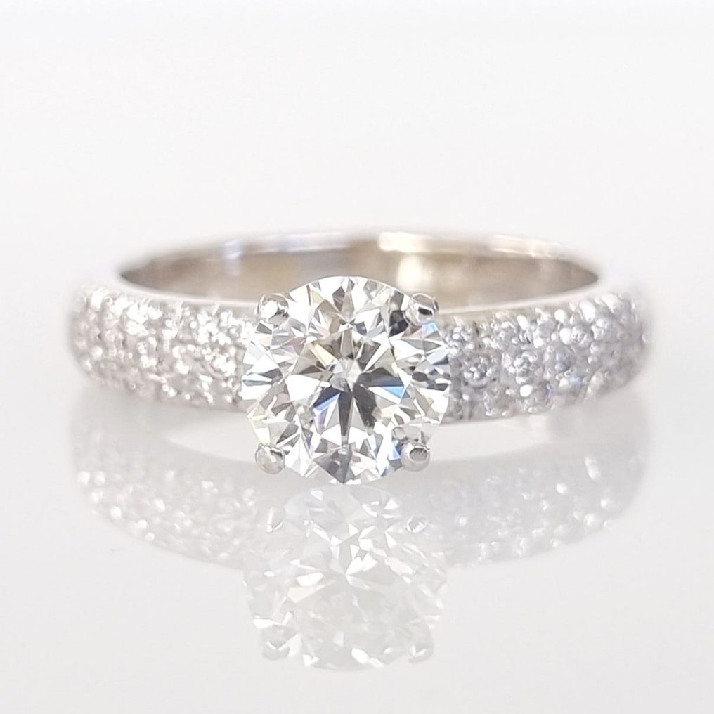 Δαχτυλίδι αρραβώνων - 18 καράτια Λευκός χρυσός -  1.13ct. tw. Διαμάντι (Φυσικό) #1.0