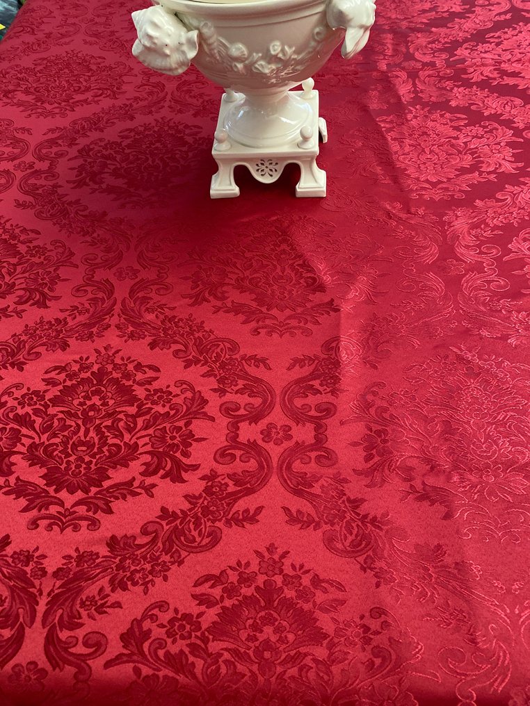 san Leucio - Large and valuable red damask tablecloth. - Tablecloth - 240 cm - 135 cm #4.3