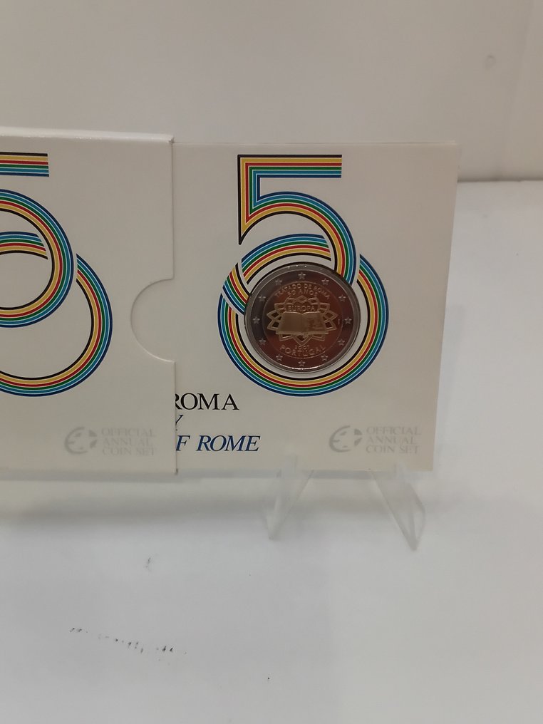 葡萄牙. 2 Euro 2007 "Trattati Di Roma" (2 monete) Proof + BU #1.0