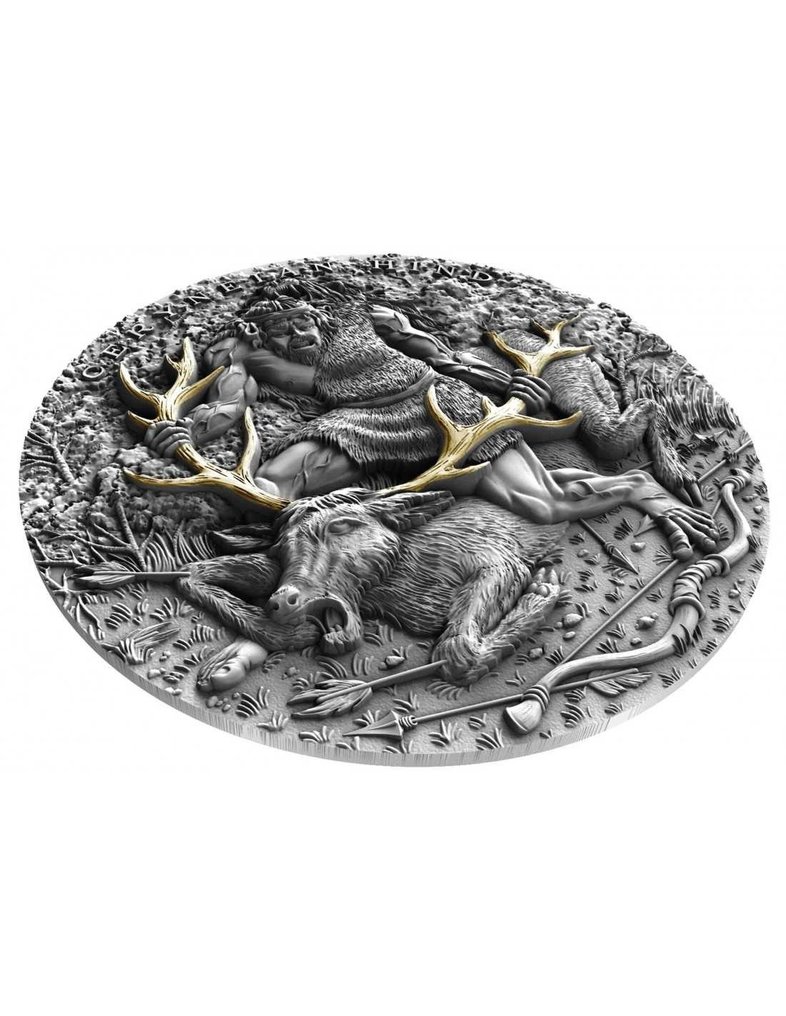 纽埃. 5 Dollars 2020 Ceryneian Hind - Twelve Labours of Hercules, 2 Oz (.999) #1.0