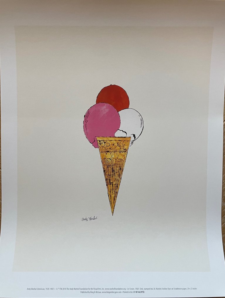 Andy Warhol (after) - (1918-1987), Ice Cream Dessert, c. 1959 (red, pink, white), copyright 2010 The Andy Warhol #1.0