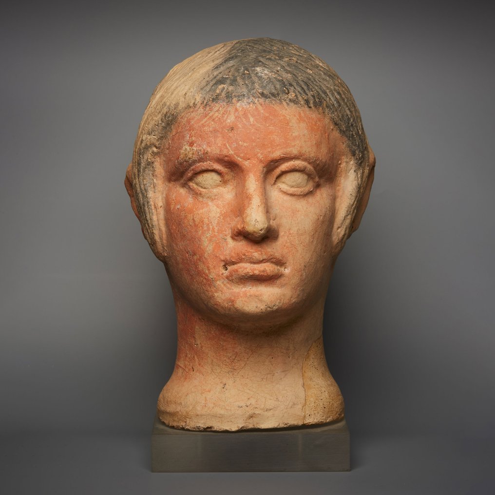 Etruscan Terracotta Votive Head of a Man. 24 cm H. 3rd-2nd century BC. TL Test. #2.1