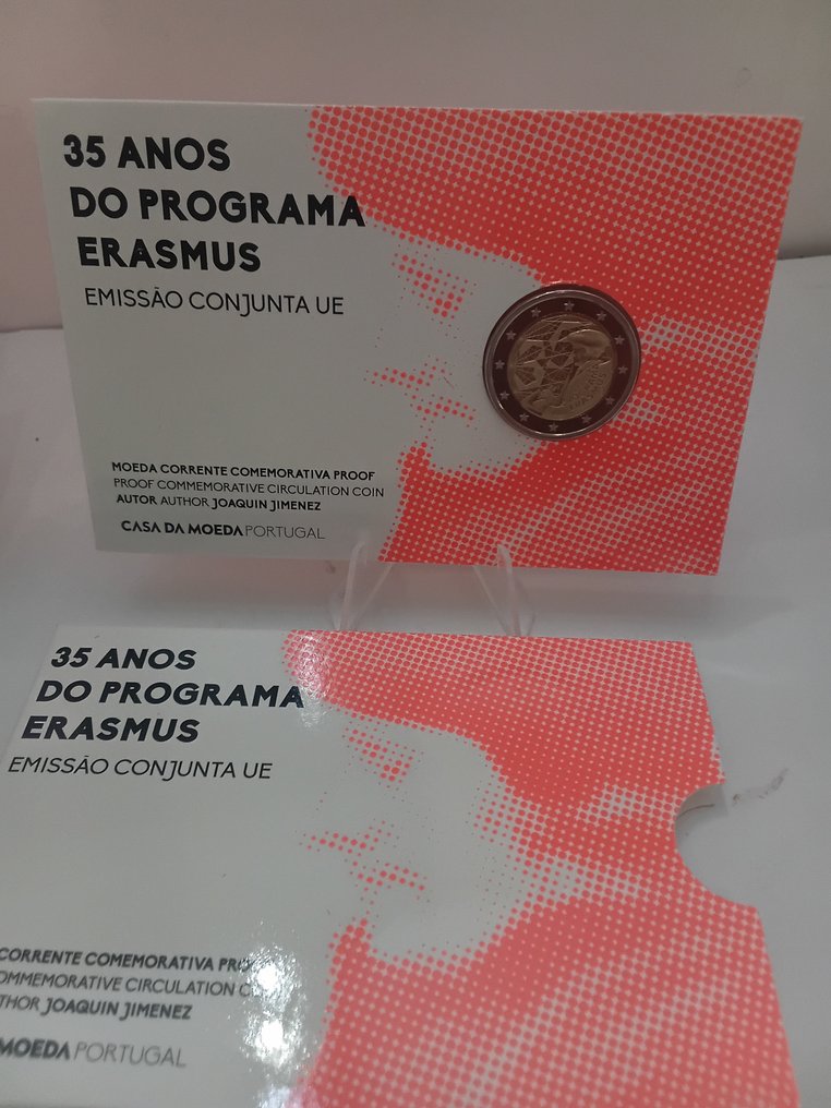 葡萄牙. 2 Euro 2022 "Erasmus" (2 monete) Proof + BU  (没有保留价) #1.0