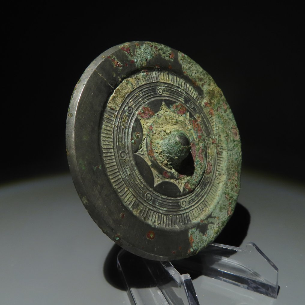 Altchinesisch Bronze Spiegel. Han-Dynastie 206 v. Chr. – 220 n. Chr. Durchmesser 8,3 cm. #1.0