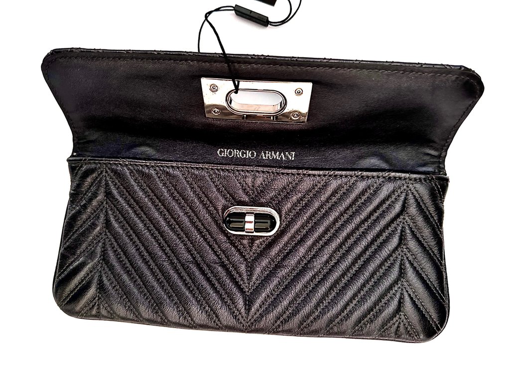 Giorgio Armani sling bag nappa metallizzata nera Handbag auction online Catawiki