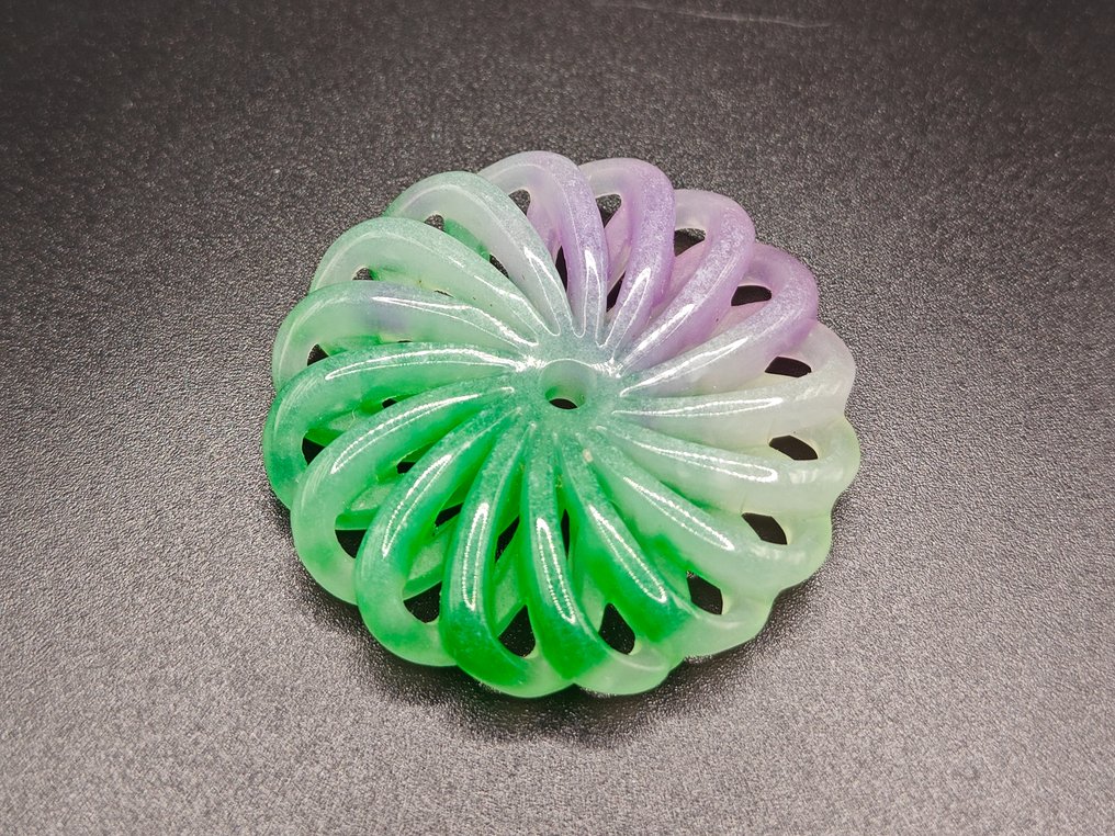 Old Serpentine Group Carved Flower Height 44.41 mm Width 44.53 mm