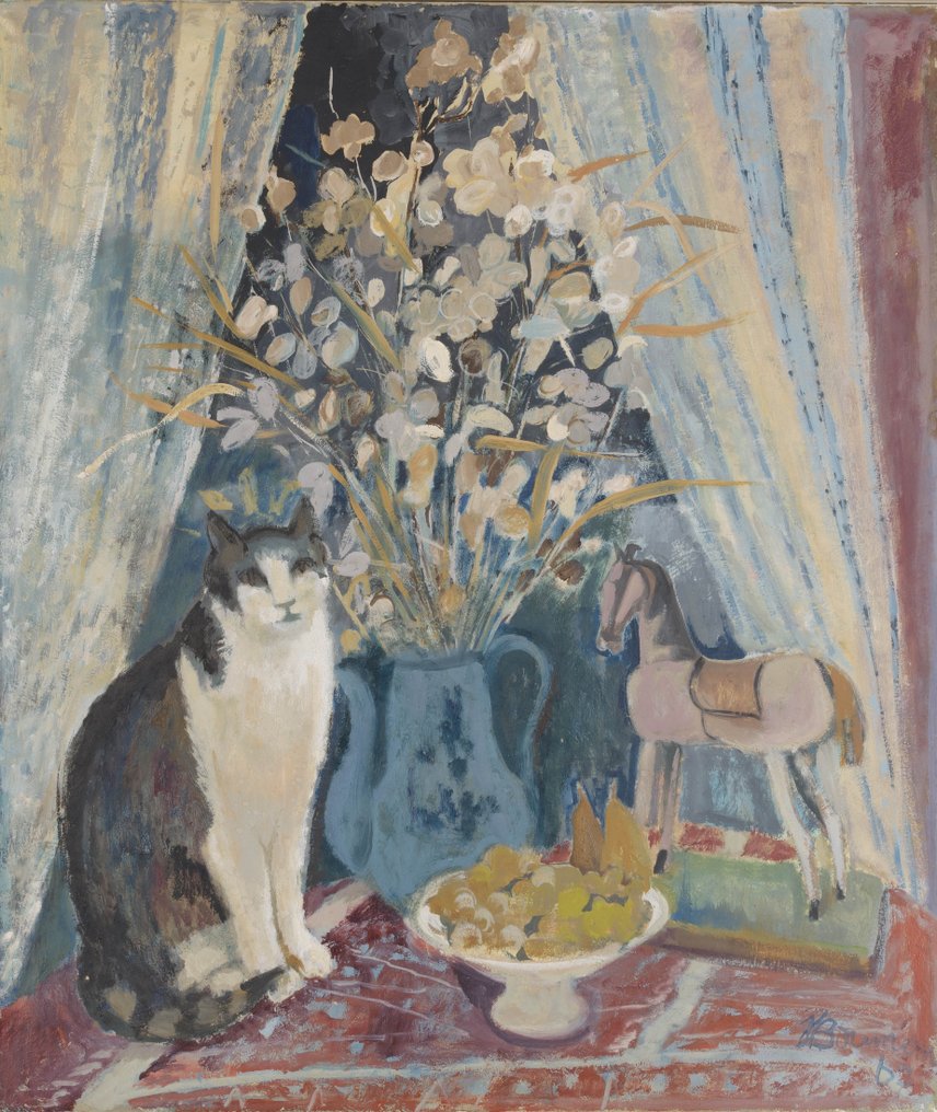 Hannie Bouman (1919) - Still life with cat #1.1